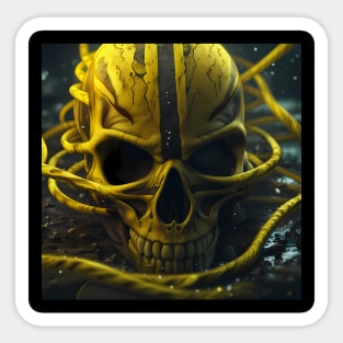 Yellow Alien Skull Sticker